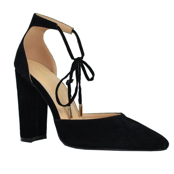 Women's Closed Pointed Toe Block Heel with Ankle Straps - Picture 2 of 4